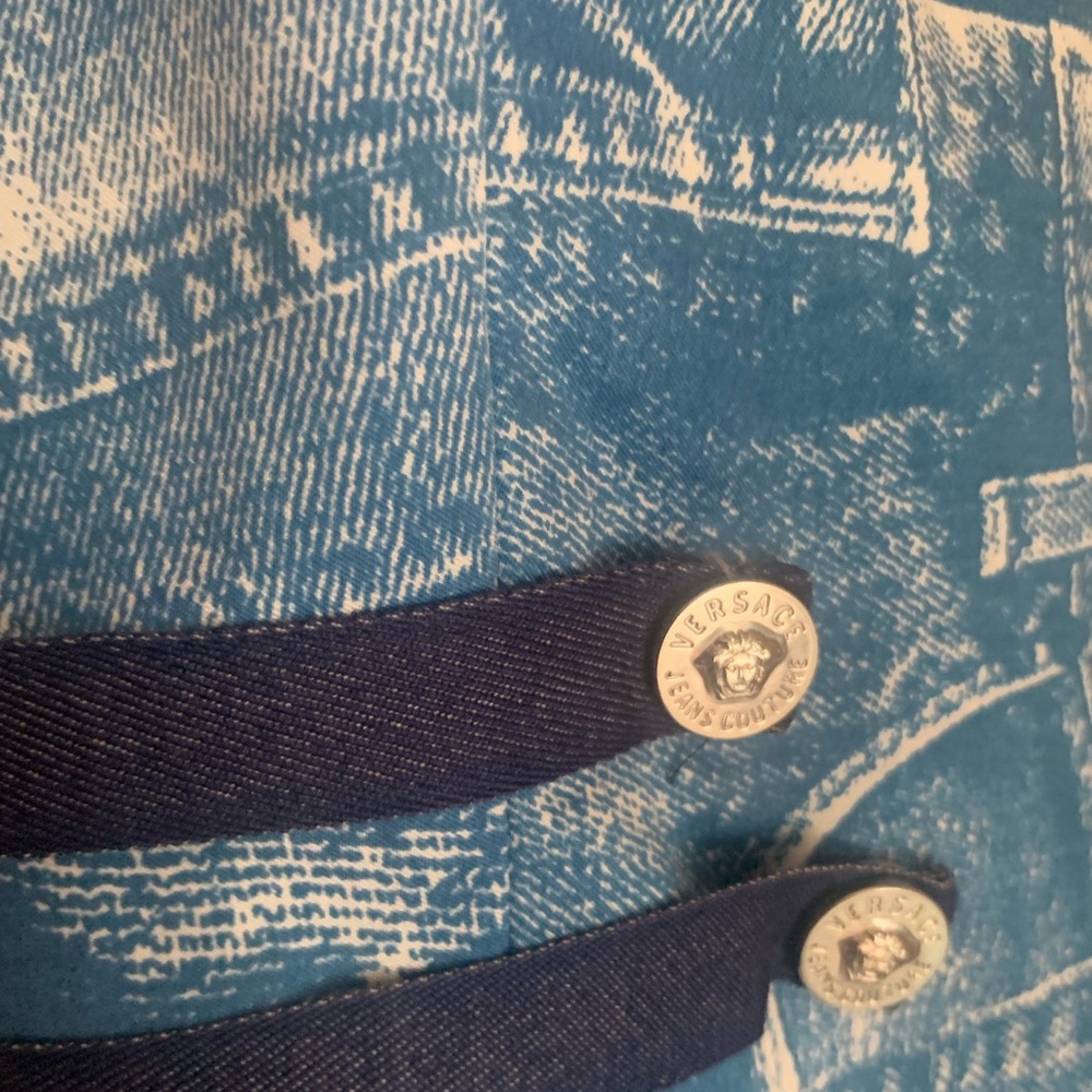 Versace Jeans Couture denim print biker jacket size M - Picture 5 of 8